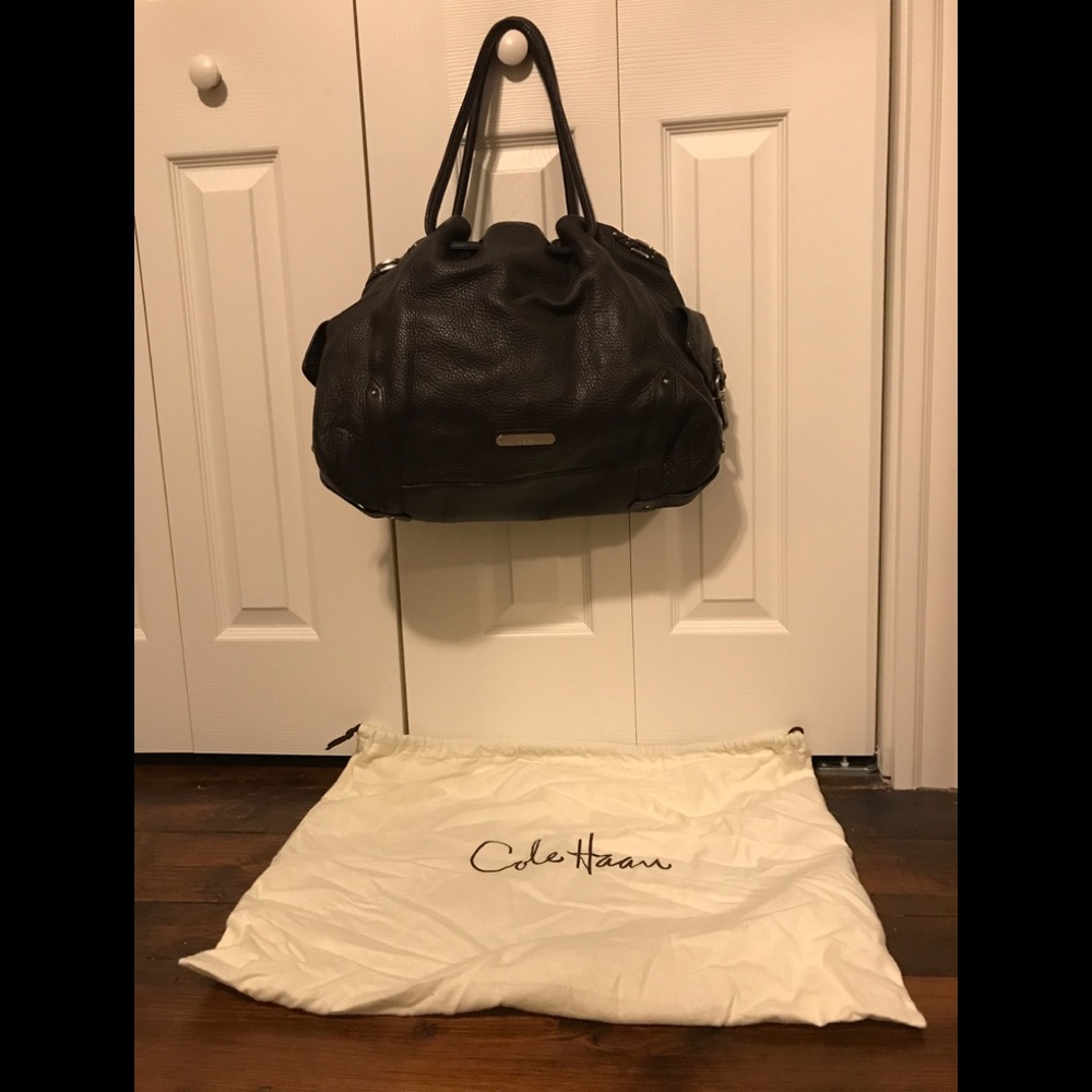 Authentic Cole Haan Dark Brown Pebbled Leather Bag